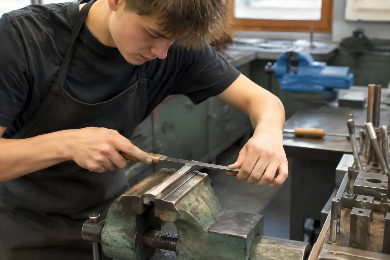 Büchsenmacher/in: wie Flächen und Formen an Werkstücken aus Eisen- und Nichteisenmetallen eben, winklig und parallel nach