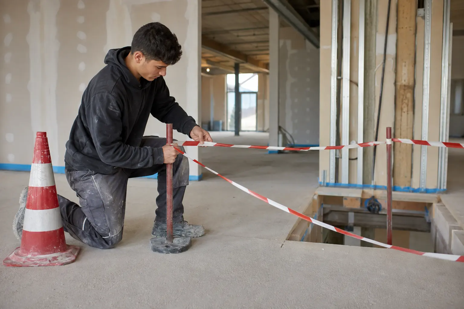 Estrichleger/in: Baustellen einrichten und sichern