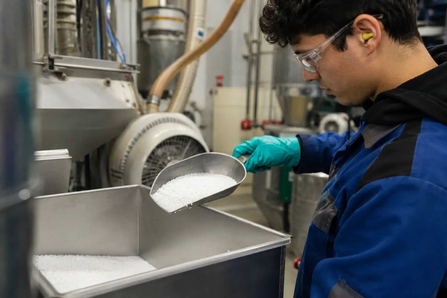 Kunststoff- und Kautschuktechnologe/-technologin: Chemie: natürlicher oder synthetischer (künstlicher) Stoff, der aus vielen gleichartigen Molekül-Verbindungen besteht