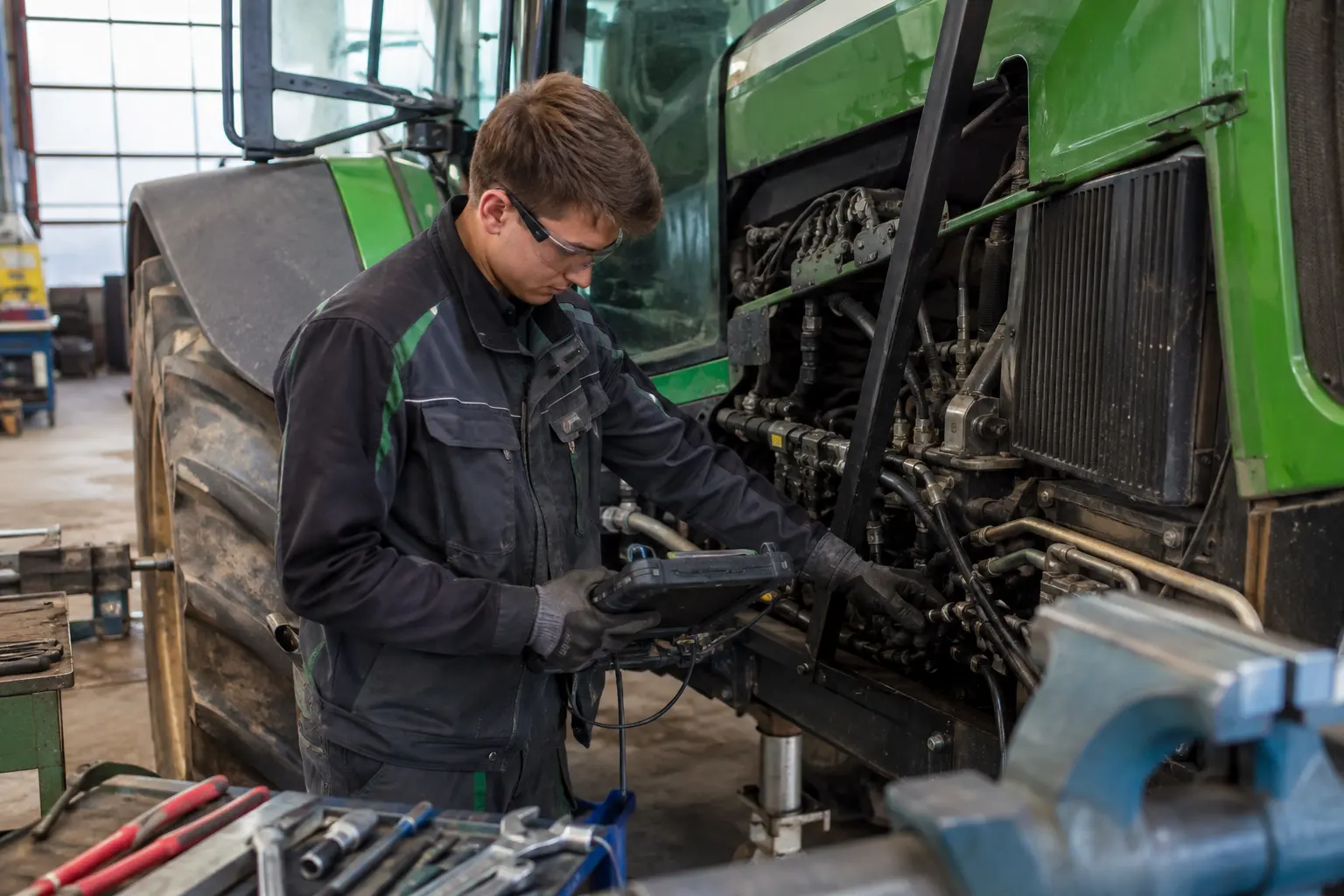Land- und Baumaschinenmechatroniker/in bei der Arbeit