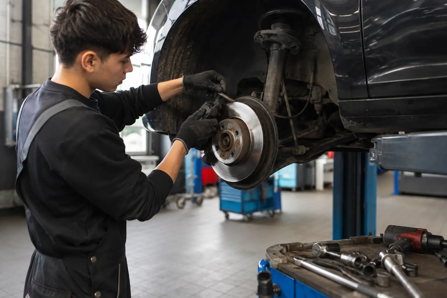 Mechaniker/in (KFZ-, Fein-, Industrie-): wie Räder, Reifen und Fahrwerke demontiert, zerlegt, gereinigt, überprüft, zusammengesetzt und montiert werden
