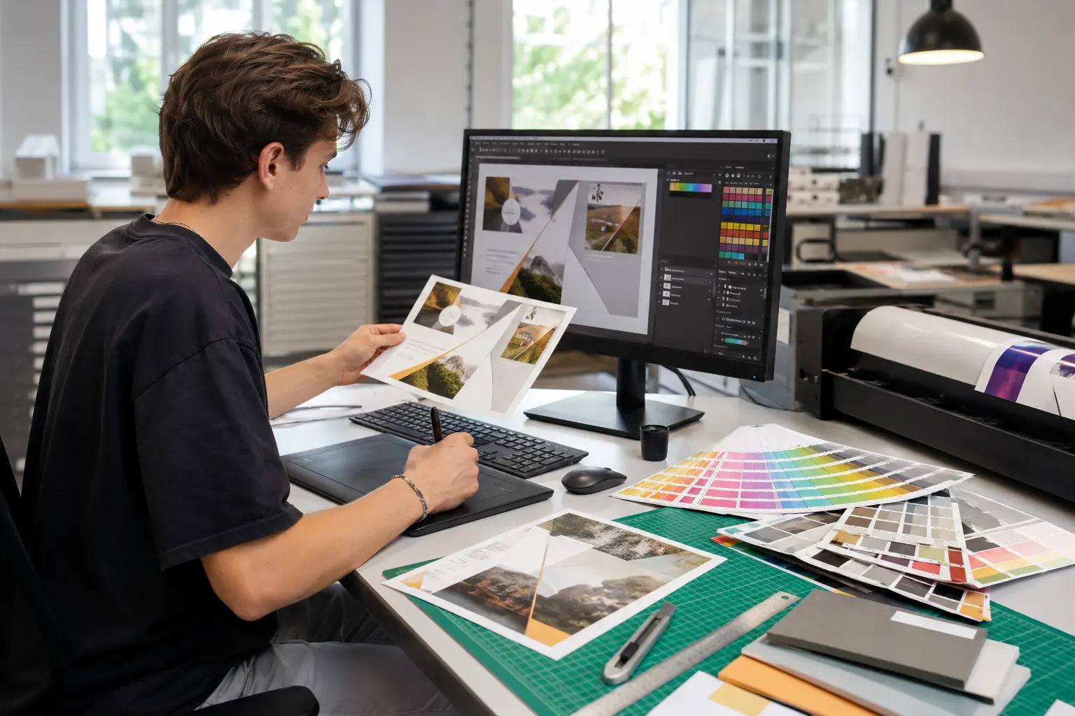 Medienkaufmann/-frau Digital und Print bei der Arbeit