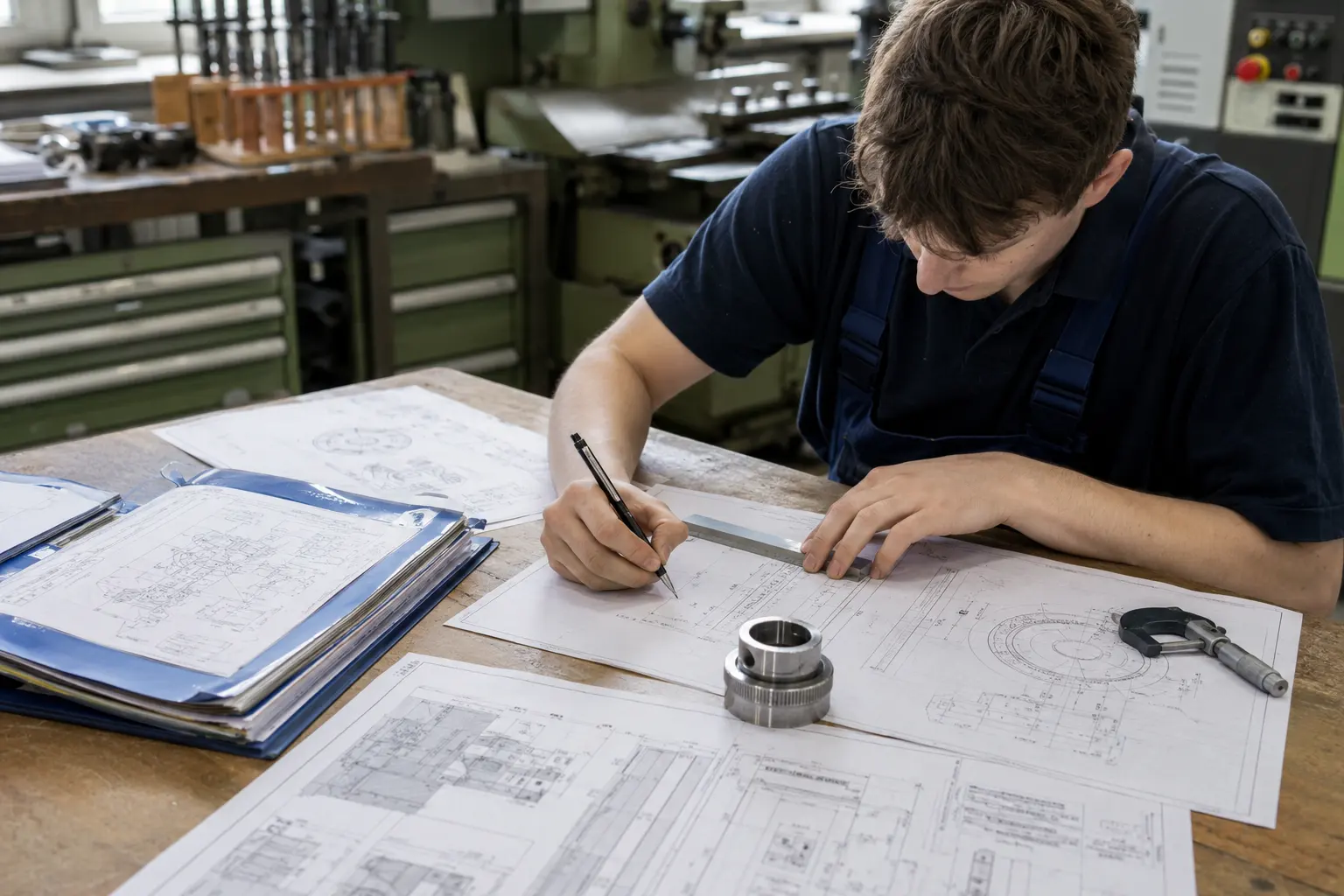 Präzisionswerkzeugmechaniker/in: Technische Unterlagen zusammenzustellen, technische Zeichnungen und Stücklisten auszuwerten und Skizzen anzufertigen